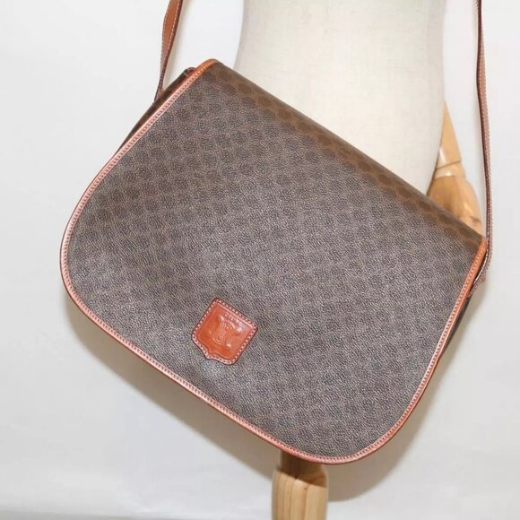 CELINE Macadam Canvas Shoulder Bag PVC Leather Brown Auth - Picture 12 of 16